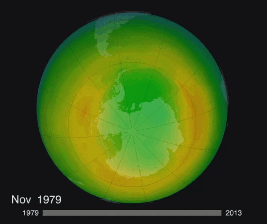 Озоновая дыра над Антарктидой 1979-2013 гг. по данным NASA